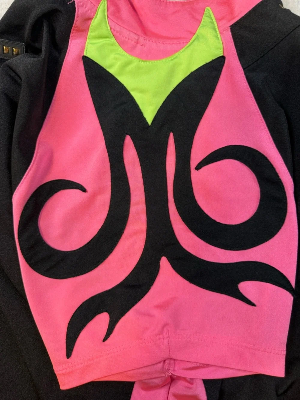 Jamie Sadock Top Womens L Pink Black Flame Zip Mock Neck Y2K Golf Athletic Shirt - Picture 7 of 8